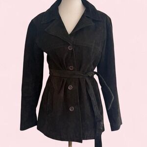 Maxima‎ Wilson's Leather Brown Suede Belted Jacket / Trench Coat